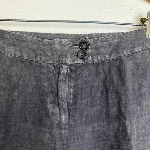 120% Lino Gray Straight Leg Linen Pants Pleated Low Rise Washed Womens EU 40 - Picture 6 of 10